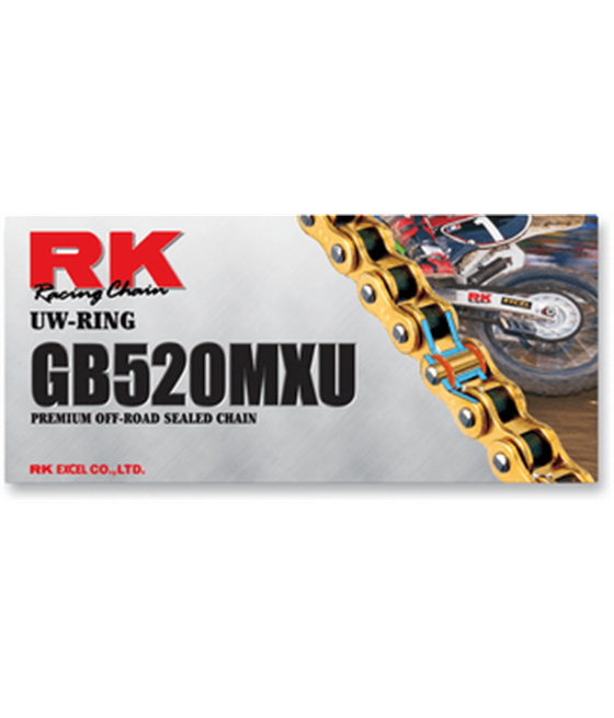 Moto chain RK 520 MXU 114 links gold