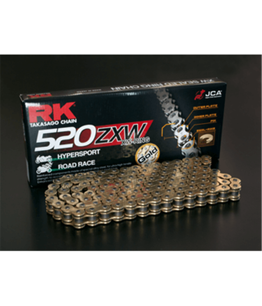 Moto chain RK 520 ZXW 100 links gold