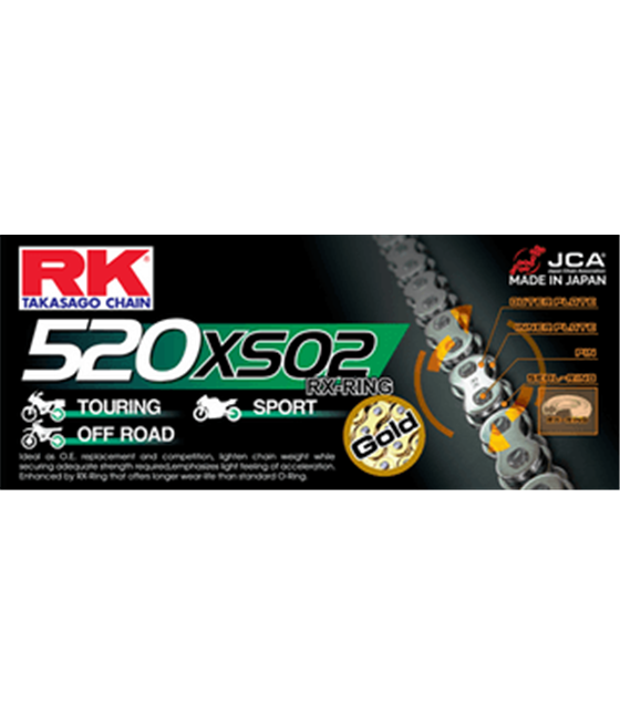 Moto chain RK XSO2 Derbi 659 Mulhacen Cafe 2009 - 2012 gold