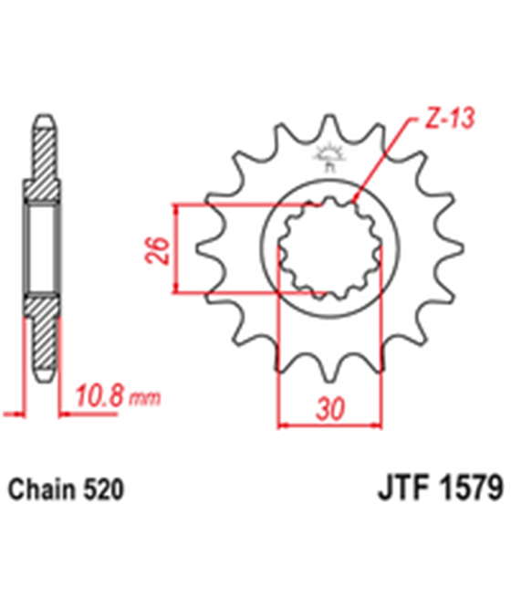 Přední řetězové kolečko JTF1579 15 zubů 