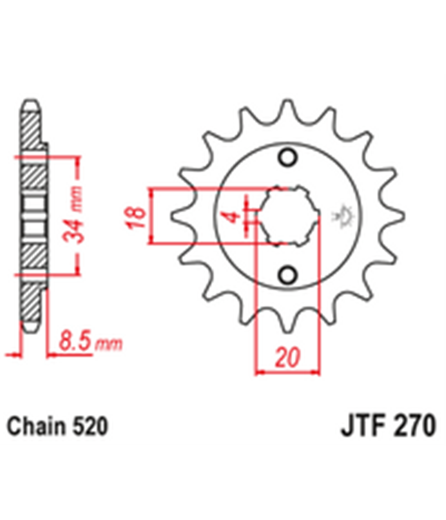 Přední řetězové kolečko JTF270 14 zubů 