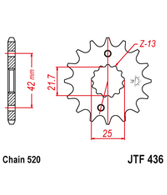 Přední řetězové kolečko JTF436 13 zubů 