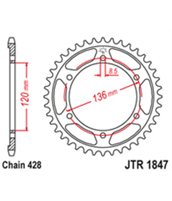 Zadná rozeta Yamaha TDR 125 1993 - 1994 57 zubov