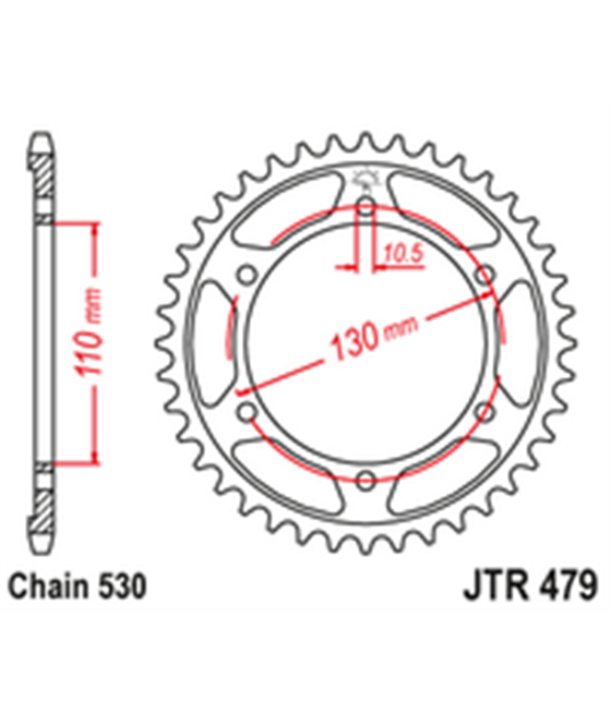 Rückseite Kettenrad Yamaha XJR 1300 2004 - 2006 39 zähne