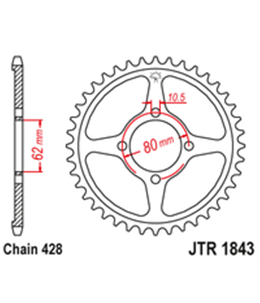 Rückseite Kettenrad Stahl JTR1843 54 Zähne 