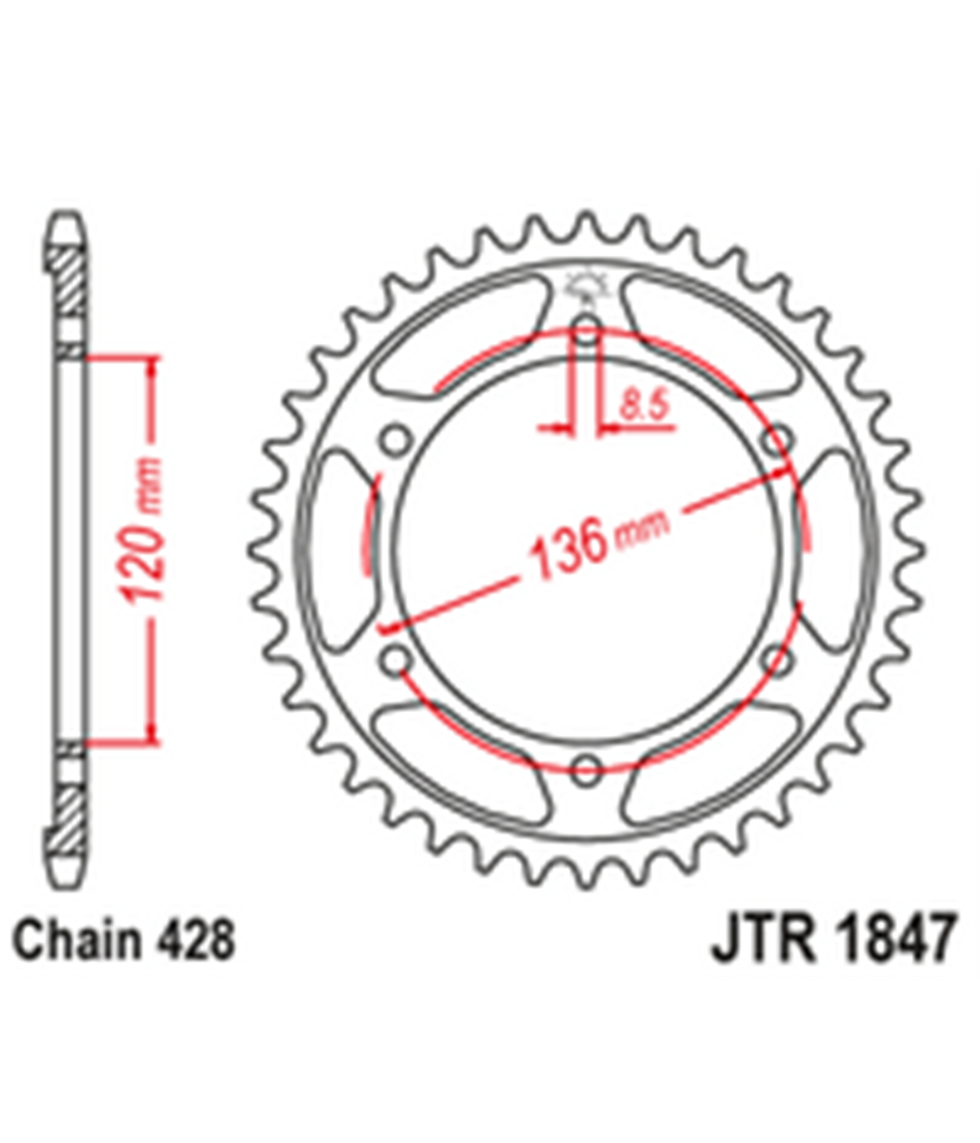Rear sprockets Steel JTR1847 51 tooth 