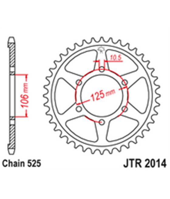 Rückseite Kettenrad Stahl JTR2014 46 Zähne 