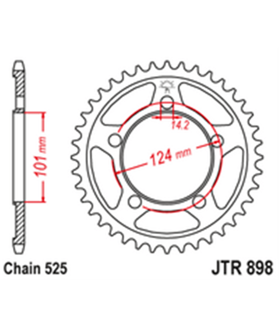 Rückseite Kettenrad Stahl JTR898 44 Zähne 