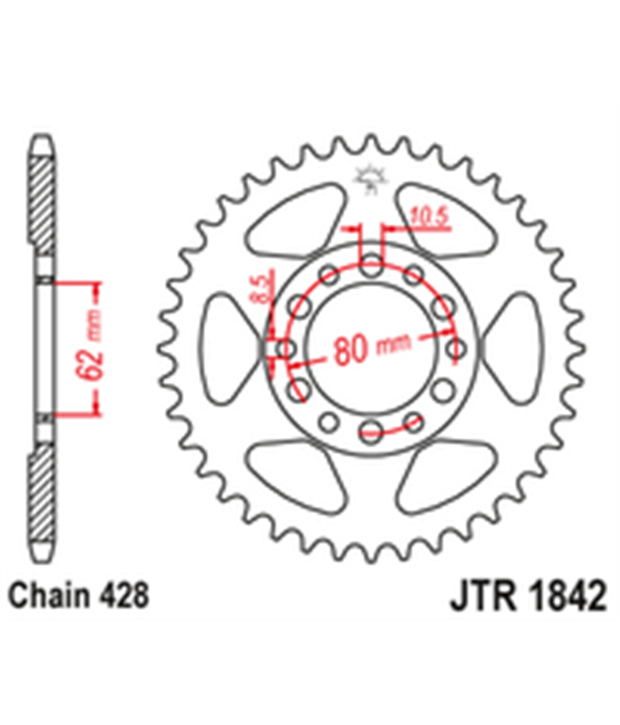 Zadní rozeta Yamaha YZ 80 1981 - 1982 44 zubů 