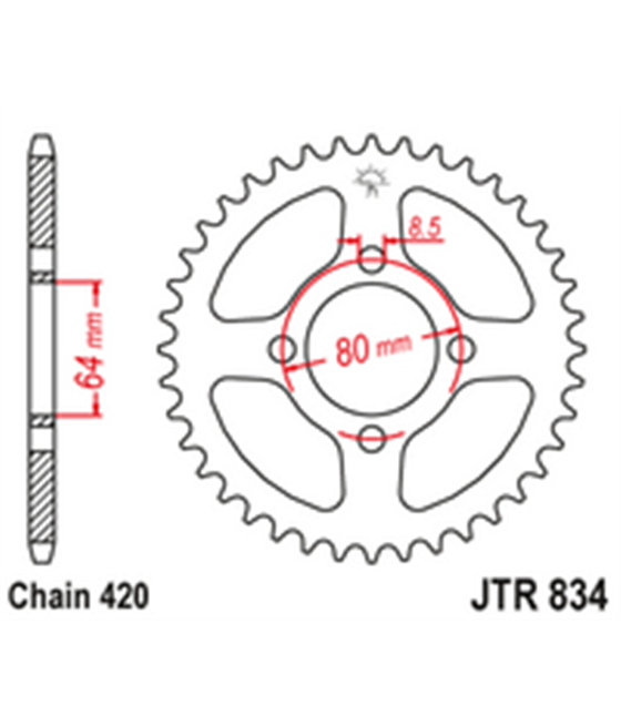 Rückseite Yamaha TT-R 50 2006 - 2021 37 zähne 