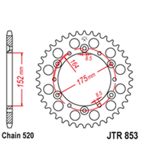 Rückseite Yamaha WR 250 1991 - 1992 52 zähne 